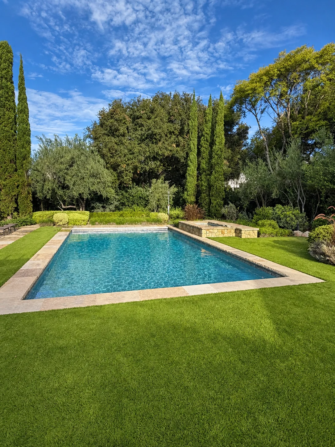 Professionally maintained swimming pool in a Santa Barbara garden